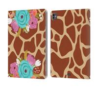 Head Case Designs Flourishing Giraffe Vintage Floral And Animal Prints Leather Wallet Case Compatible With Apple iPad Pro 13 M4 2024