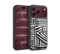 Head Case Designs Geometric Graphic Black And White Doodle Patterns Gel Armour Case [Military Grade Protection] Compatible With Apple iPhone 18 Pro Max