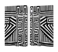 Head Case Designs Geometric Graphic Black And White Doodle Patterns Leather Wallet Case Compatible With Apple iPad Air 13 2024/2025