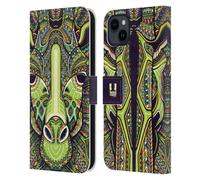 Head Case Designs Giraffe Aztec Animal Faces 2 Leather Wallet Case Compatible With Apple iPhone 15 Plus