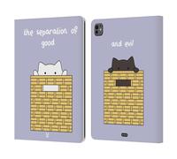 Head Case Designs Good And Evil Ceiling Cat Vs Basement Cat Leather Wallet Case Compatible With Apple iPad Pro 13 M4 2024