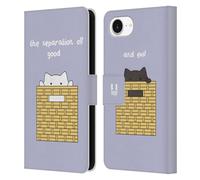 Head Case Designs Good And Evil Ceiling Cat Vs Basement Cat Leather Wallet Case Compatible With Apple iPhone 16e