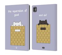 Head Case Designs Good And Evil Ceiling Cat Vs Basement Cat Leather Wallet Case Compatible With Apple iPad Pro 11 M4 2024