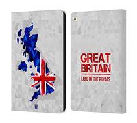 Head Case Designs Great Britain Geometric Maps Leather Wallet Case Compatible With Apple iPad Air 2 (2014)