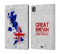 Head Case Designs Great Britain Geometric Maps Leather Wallet Case Compatible With Apple iPad Pro 11 M4/M5 2024/2025