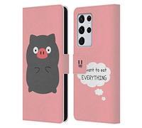 Head Case Designs Greedy Pig Little Doses Of Nonsense And Randomness Leather Wallet Case Compatible With Samsung Galaxy S21 Ultra 5G