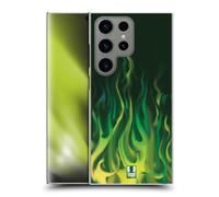 Head Case Designs Green Blaze Hot Rod Flames Hard Back Case Compatible With Samsung Galaxy S24 Ultra 5G