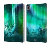 Head Case Designs Green Forest Grove Northern Lights Leather Wallet Case Compatible With Apple iPad Pro 11 M4/M5 2024/2025