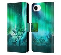 Head Case Designs Green Forest Grove Northern Lights Leather Wallet Case Compatible With Apple iPhone 16e