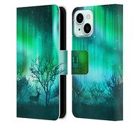 Head Case Designs Green Forest Grove Northern Lights Leather Wallet Case Compatible With Apple iPhone 13 Mini