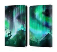 Head Case Designs Green Howling Wolf Northern Lights Leather Wallet Case Compatible With Amazon Kindle 11th Gen 6in 2022