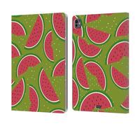 Head Case Designs Green Watermelon Fruit Patterns Batch 2 Leather Wallet Case Compatible With Apple iPad Pro 13 M4 2024