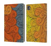 Head Case Designs Grey To Yellow Vivid Swirls Leather Wallet Case Compatible With Apple iPad Pro 11 M4 2024