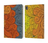 Head Case Designs Grey To Yellow Vivid Swirls Leather Wallet Case Compatible With Apple iPad Pro 13 M4 2024