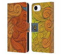 Head Case Designs Grey To Yellow Vivid Swirls Leather Wallet Case Compatible With Apple iPhone 16e