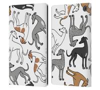 Head Case Designs Greyhound Dog Breed Patterns 4 Leather Wallet Case Compatible With Amazon Fire Max 11 2023
