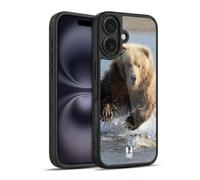 Head Case Designs Grizzly Bear Jumping Wildlife Gel Armour Case [Military Grade Protection] Compatible With Apple iPhone 16