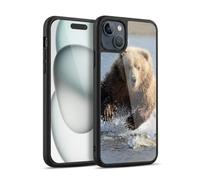 Head Case Designs Grizzly Bear Jumping Wildlife Gel Armour Case [Military Grade Protection] Compatible With Apple iPhone 15 Plus