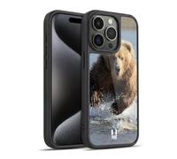 Head Case Designs Grizzly Bear Jumping Wildlife Gel Armour Case [Military Grade Protection] Compatible With Apple iPhone 15 Pro