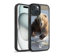 Head Case Designs Grizzly Bear Jumping Wildlife Gel Armour Case [Military Grade Protection] Compatible With Apple iPhone 15