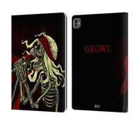 Head Case Designs Growl Skull Of Rock Leather Wallet Case Compatible With Apple iPad Pro 13 M4 2024