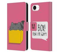 Head Case Designs Happy Box Wilbur The Cat Leather Wallet Case Compatible With Apple iPhone 16e