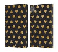 Head Case Designs Heart Pattern Grand As Gold Leather Wallet Case Compatible With Apple iPad Pro 11 M4 2024