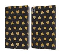 Head Case Designs Heart Pattern Grand As Gold Leather Wallet Case Compatible With Apple iPad Pro 13 M4 2024