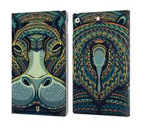 Head Case Designs Hippo Aztec Animal Faces 2 Leather Wallet Case Compatible With Apple iPad 10.2 2019/2020/2021
