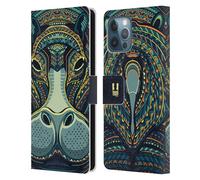 Head Case Designs Hippo Aztec Animal Faces 2 Leather Wallet Case Compatible With Apple iPhone 12 Pro Max