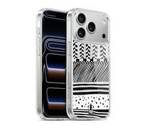 Head Case Designs Horizontal Mix Black And White Doodle Patterns Gel Case [Military Grade Protection] Compatible with Apple iPhone 17 Pro and Compatible with MagSafe
