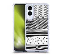 Head Case Designs Horizontal Mix Black And White Doodle Patterns Gel Case [Military Grade Protection] Compatible With Samsung Galaxy S25 Edge