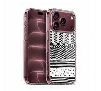 Head Case Designs Horizontal Mix Black And White Doodle Patterns Gel Case [Military Grade Protection] Compatible With Apple iPhone 18 Pro