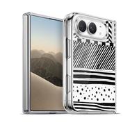 Head Case Designs Horizontal Mix Black And White Doodle Patterns Gel Case [Military Grade Protection] Compatible with Apple iPhone Duo and Compatible with MagSafe