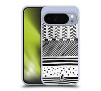 Head Case Designs Horizontal Mix Black And White Doodle Patterns Gel Case [Military Grade Protection] Compatible with Google Pixel 10 Pro XL and Compatible with MagSafe