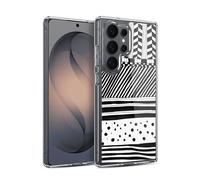 Head Case Designs Horizontal Mix Black And White Doodle Patterns Gel Case [Military Grade Protection] Compatible with Samsung Galaxy S26 Ultra and Compatible with MagSafe