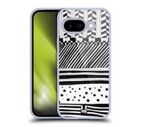 Head Case Designs Horizontal Mix Black And White Doodle Patterns Gel Case [Military Grade Protection] Compatible With Google Pixel 9A