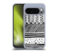 Head Case Designs Horizontal Mix Black And White Doodle Patterns Gel Case [Military Grade Protection] Compatible with Google Pixel 10 and Compatible with MagSafe