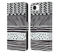 Head Case Designs Horizontal Mix Black And White Doodle Patterns Leather Wallet Case Compatible With Apple iPhone 16e