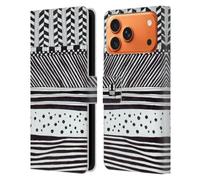 Head Case Designs Horizontal Mix Black And White Doodle Patterns Leather Wallet Case Compatible With Apple iPhone 17 Pro Max