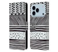 Head Case Designs Horizontal Mix Black And White Doodle Patterns Leather Wallet Case Compatible With Apple iPhone 17 Pro