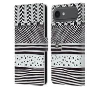 Head Case Designs Horizontal Mix Black And White Doodle Patterns Leather Wallet Case Compatible With Apple iPhone 17 Air