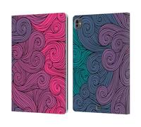 Head Case Designs Hot Pink To Teal Vivid Swirls Leather Wallet Case Compatible With Apple iPad Pro 13 M4 2024