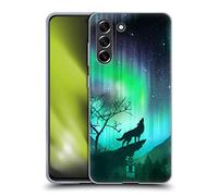 Head Case Designs Howling Wolf Northern Lights Gel Case [Military Grade Protection] Compatible With Samsung Galaxy S21 FE 5G