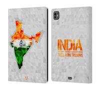Head Case Designs India Geometric Maps Leather Wallet Case Compatible With Apple iPad Pro 11 M4 2024