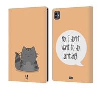 Head Case Designs Lazy Wilbur The Cat Leather Wallet Case Compatible With Apple iPad Pro 11 M4 2024