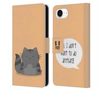 Head Case Designs Lazy Wilbur The Cat Leather Wallet Case Compatible With Apple iPhone 16e