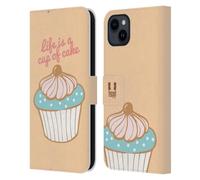 Head Case Designs Life Is A Cup Of Cupcake Cupcakes Happiness Leather Wallet Case Compatible With Apple iPhone 15 Plus
