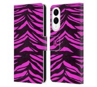 Head Case Designs Magenta Tiger Mad Prints Leather Wallet Case Compatible With Samsung Galaxy S25 Edge