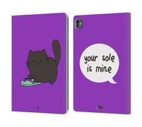 Head Case Designs Mine Purple Ceiling Cat Vs Basement Cat Leather Wallet Case Compatible With Apple iPad Pro 13 M4 2024